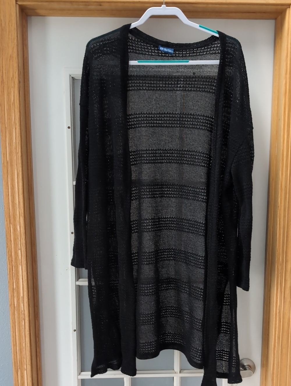 Lightweight Black Open-Front Knit Cardigan Sweater
